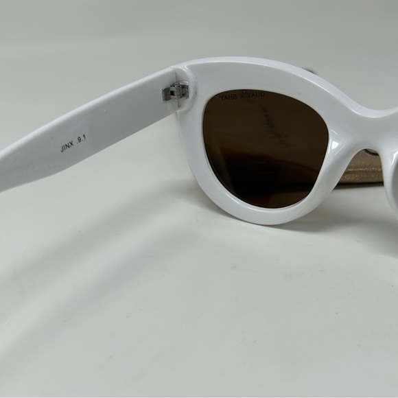 Quay Australia X Shay Mitchell Jinx White Cat Eye Womens Sunglasses Bronze Lens - Picture 7 of 11